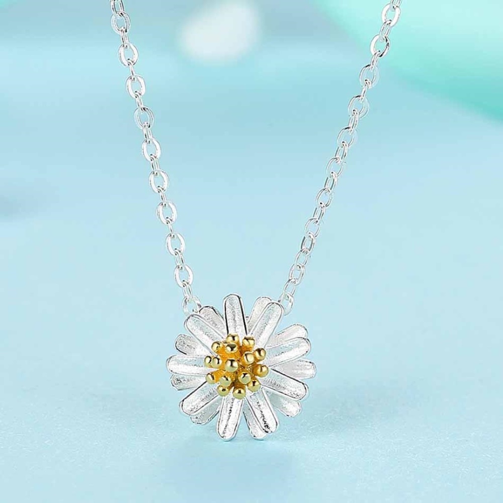 Daisy Flower Necklace 925 Sterling Silver